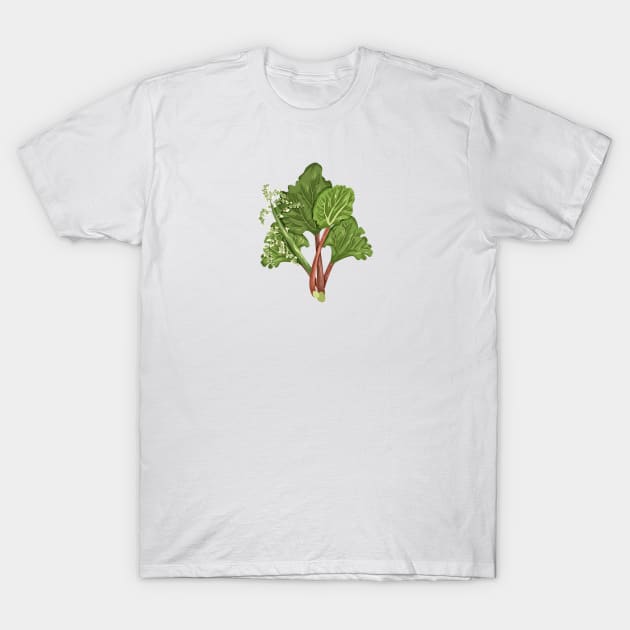 Rhubarb Plant  Botanical T-Shirt by Salfiart